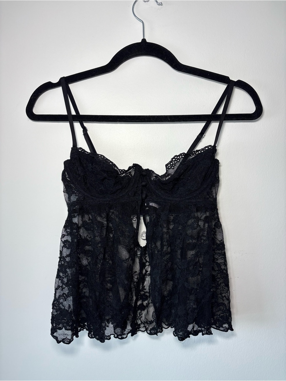Urban Outfitters Black Lace Babydoll Tank Top
